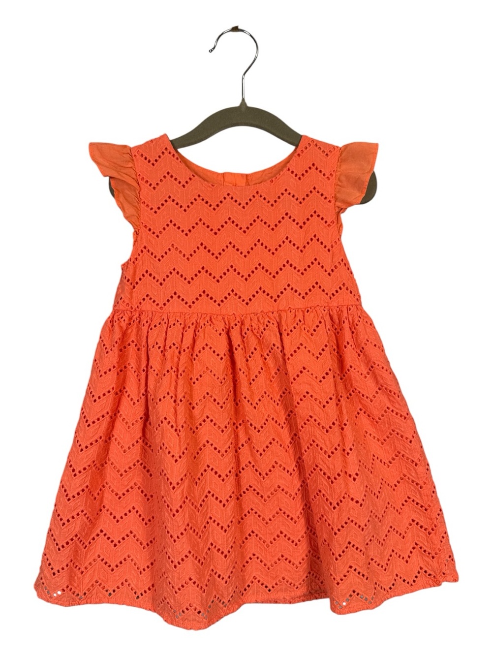 Cat & Jack Toddler Girls Coral Eyelet Lace w Ruffle Sleeve Dress Party Summer 3T